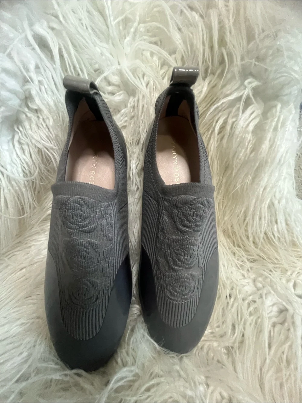 Taryn Rose Gray Slip-On Knit Sneakers